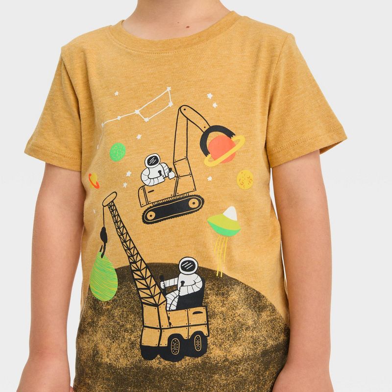 Toddler Boys' Space Construction Short Sleeve Graphic T-Shirt - Cat & Jack™ Brown/Mustard Yellow, 3 of 8