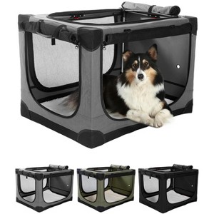 APRILSOUL 36 Inch Collapsible Travel Dog Crate for Medium Large Dogs, Portable Dog Crate 4-Door Foldable Soft Kennel - 1 of 4