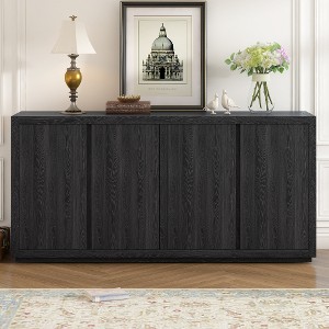 Sideboard Buffet Cabinet With Storage, 4-Door Sideboard Cabinet With Ash Veneer Finish, Adjustable Shelves, Sideboard Cabinet Coffee Bar For Entryway - 1 of 4