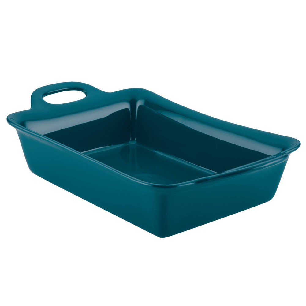 Rachael Ray Ceramic 9"x13"/4.5qt Baker Teal: Nonstick Lasagna & Casserole Baking Dish, Dishwasher-Safe, Riveted Handle