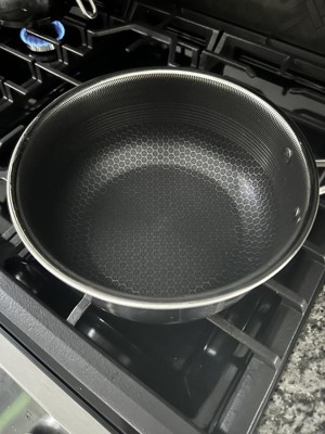 HexClad Nonstick 3 Quart Hybrid Pot Saucepan with Glass Lid, Size: 15.5 x 3.88 x 8.5, Black