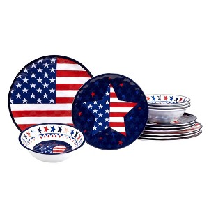 12pc Stars and Stripes Melamine Dinnerware Set - Certified International - 1 of 4