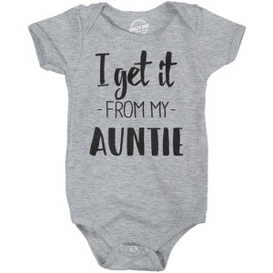 I Get It From My Auntie Creeper Funny Family Baby Jumpsuit - Crazy Dog Baby Bodysuit - 1 of 4