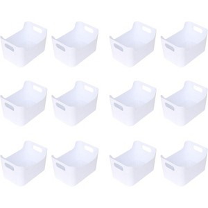 YBM Home White Open Plastic Storage Bins with Handle, Pack of 12 - 1 of 3