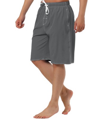 TATT 21 Men's Summer Casual Drawstring Elastic Waist Solid Beach Board Shorts Gray 30 — фото 4