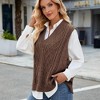 Coolmee Sweater Vest for Women V Neck Sleeveless Knit Solid Casual Ribbed Preppy Pullover Tops - 3 of 4