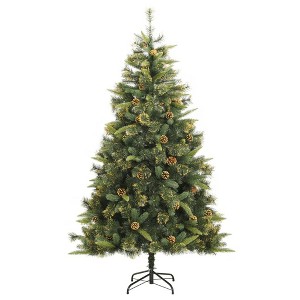vidaXL Artificial Hinged Christmas Tree Green PVC 94.5 in - 1 of 4