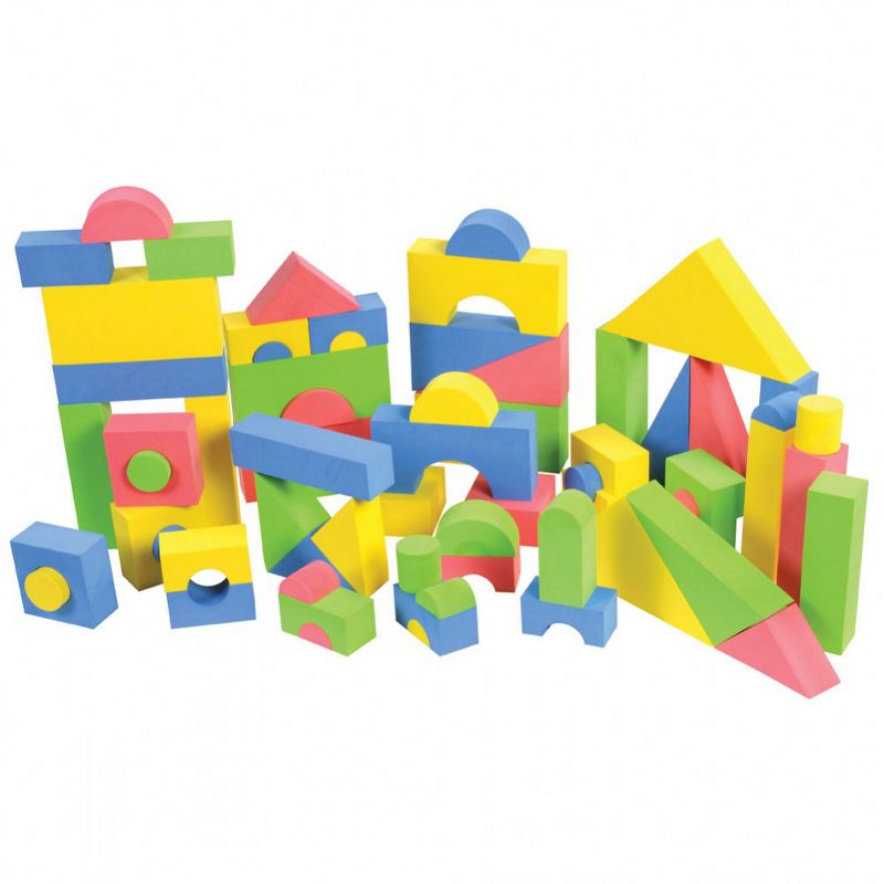 Kaplan Early Learning Colorful Soft Foam Building Blocks - 68 Piece Set, 1 of 2