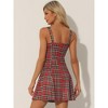 Allegra K Women's Plaid Zipper Front Strap Sleeveless Mini Party A-Line Dress - 4 of 4