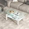 Rectangle Glass Coffee Table, Modern Side Coffee Table For Living Room, 2-Tier Tea Table With Tempered Glass Tabletop, Lower Shelf For Living Room - 3 of 3