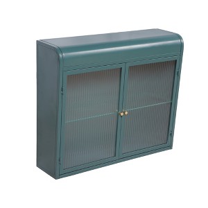 CLIHOME 2-Door Wall-Mounted Metal Storage Cabinet with Tempered Glass Doors & Shelves - 1 of 4