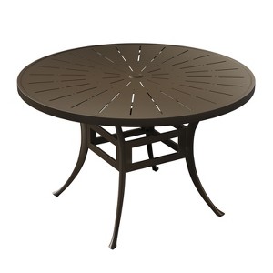 CLIHOME 48" Cast Aluminum Round Dining Table with Umbrella Hole - 1 of 4