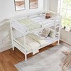 Dsvimoy Bed Wooden Twin Over Twin with Safety Guardrails and Ladder for Kids, White, 81"*14"*6.3" - 2 of 4