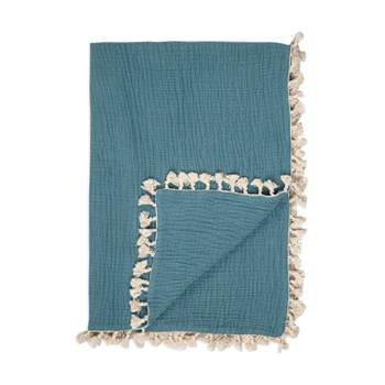 Crane Baby 6-Layer Muslin Baby Blanket with Tassel Edge