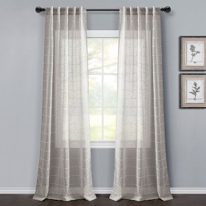 Home Boutique Farmhouse Textured Back Tab/Rod Pocket Sheer Window Curtain Panels Gray 38x84 Set - 1 of 1