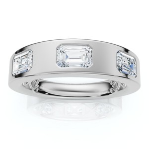 Pompeii3 1 1/2Ct Flush Set Emerald Cut Diamond Ring Stackable Band 14k Gold Lab Created - 1 of 4