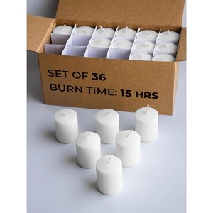15 Hour Votive Candles Set of 36 -Candles Perfect as Wedding Candles or Emergency Candles - 1.5x1.7 inch Unscented Votive Candles - 1 of 4