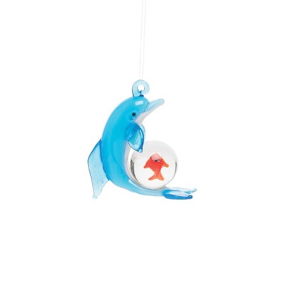 Gallerie II Fishbowl Dolphin Artglass Ornament