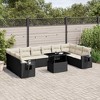 vidaXL Patio Sofa Set with Cushions Outdoor Furniture 11 Piece Poly Rattan - Black and Cream - 2 of 4
