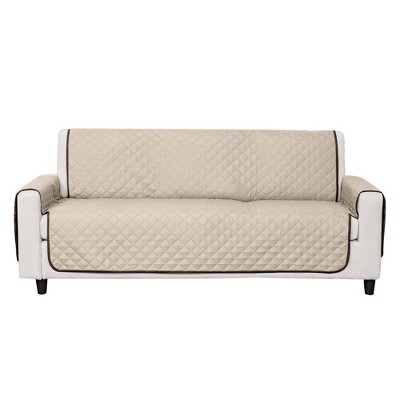 Espresso and Clay Reversible Quilted Sofa Protector