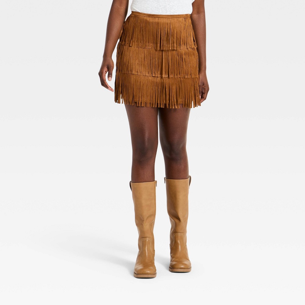 Women's Western Fringe Mini Skirt - Universal Thread™ Brown 6