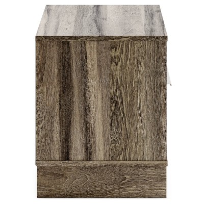 Weathered Brown 1-Drawer Nightstand with Open Shelf