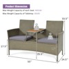 Tangkula Outdoor Patio Rattan Loveseat Sofa Double Conversation Set w/Cushion & Built-in Table - 2 of 4