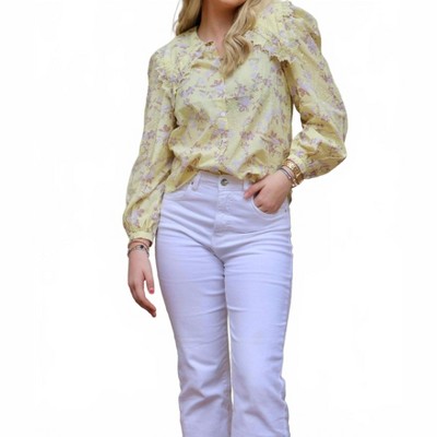 Women's Stella Puff Long Sleeve Button Down Top - OLIVACEOUS
