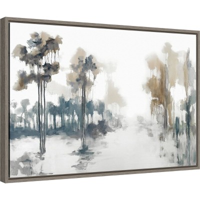 Abstract Landscape Canvas Print with Gray Frame