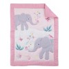 Carter's Floral Elephant Pink and Gray Bird, Butterfly and Flowers 3 Piece Nursery Crib Bedding Set - Comforter, Fitted Crib Sheet, and Crib Skirt - 2 of 4