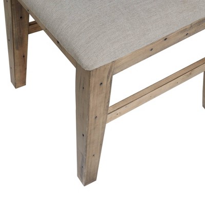 Rustic Linen Upholstered Wood Side Chair in Weathered Gray