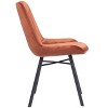 Dining Chair 32.3" H (Set of 2) in Brown Velvet with Powder Coated Steel Legs by Zuo Modern - 4 of 4