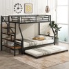 TIRAMISUBEST Twin over Full Size Bunk Bed with Trundle and Storage Staircase, Metal Bunk Bedframe with Storage Shelves and Guardrail - 3 of 4
