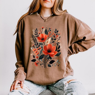 Simply Sage Market Women's Lightweight Garment Dyed Graphic Sweatshirt Rustic Flowers