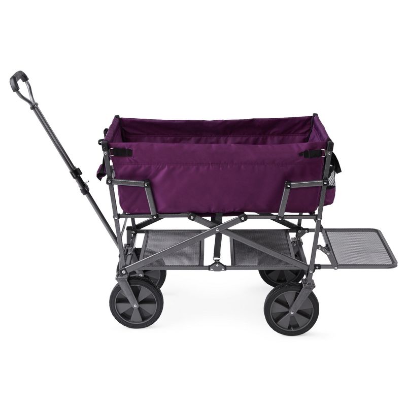 Mac Sports Double Decker Heavy Duty Steel Frame Collapsible Outdoor Utility Garden Cart Wagon with Lower Storage Shelf and 150 Pound Capacity, Purple, 3 of 7