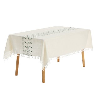 Unique Bargains Rustic Cotton Linen Waterproof Dinner Party Christmas Table Cover 1 Pc - 1 of 4