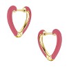 Guili Children's Gleaming Heart Hoop Earrings in 14k Gold Plating with Magenta-Red Enamel Inlay, A Fun & Stylish Accent for Any Outfit - 2 of 3