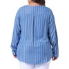 Agnes Orinda Women's Plus Size V Neck Striped Long Sleeve Button Down Blouses - 4 of 4