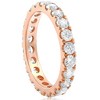 Pompeii3 2Ct Diamond Eternity Ring 14k Rose Gold U Prong Stackable Wedding Band - 2 of 4