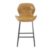 Alilang 18.50 inches Mid-Century Modern Counter Height Bar Stool with Faux Leather Seat and Metal Frame-Brown - 2 of 4