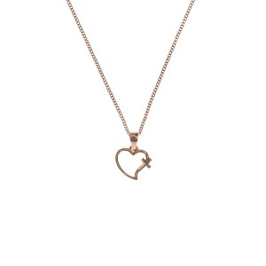 Dicksons Open Heart with Intertwined Cross Rose Gold-Plated 18-Inch Pendant Necklace - 1 of 3