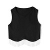 Nlife Womens Western Sparkly Fringe Sleeveless Crop Tops Cowgirl Going Out Cropped Tank Tops with Glitter Tassel - 2 of 4