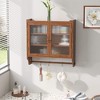 Dexmalle 24.8'' Vintage Double Glass Door Kitchen Wall Cabinet With Towel Rack - 3 of 4