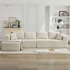 137.8" Corduroy Upholstery L-Shaped Cloud Modular Sectional Sofa with Left Chaise and Pillows, All-Foam Compression Design - 2 of 4
