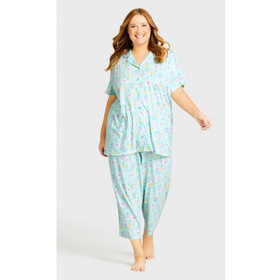 Avenue Women's Plus Size Button Up Sleep Top