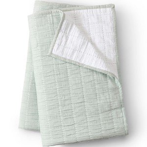 Lands' End Essential Cotton Windowpane Reversible Bed Blanket - 1 of 2