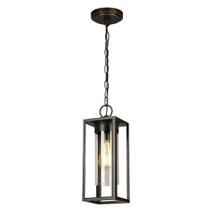 15" 1-Light Walker Hill Outdoor Clear Glass Pendant Oil Rubbed Bronze - EGLO: ETL Listed, Adjustable, Dimmable - 1 of 4