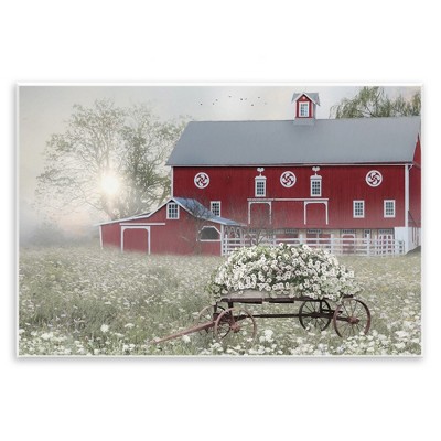 Stupell Industries Red Barn Floral Wagon Meadow, 10" x 15"