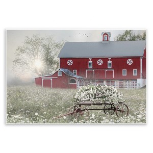 Stupell Industries Red Barn Floral Wagon Meadow, 10" x 15" - 1 of 4