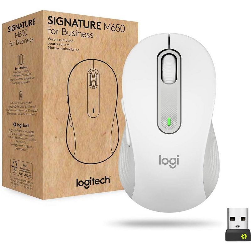 Logitech Signature M650 for Business Medium Wireless Mouse Off White, 1 of 8